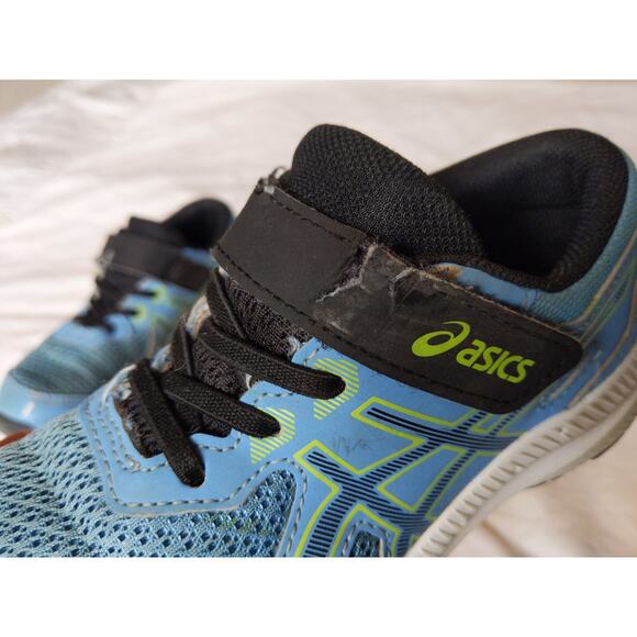 ASICS Kids Running Shoes Blue Black Youth 13 DAMAGED STRAPS Still Works - Picture 7 of 11
